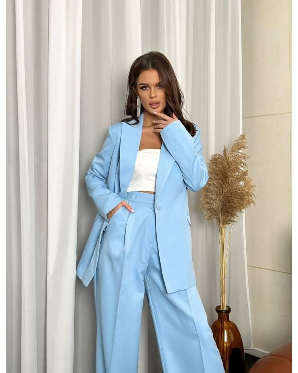 Blue classic twopiece trouser suit for office Buy in Moscow on the Online  Shop CAPPONI COLLECTION